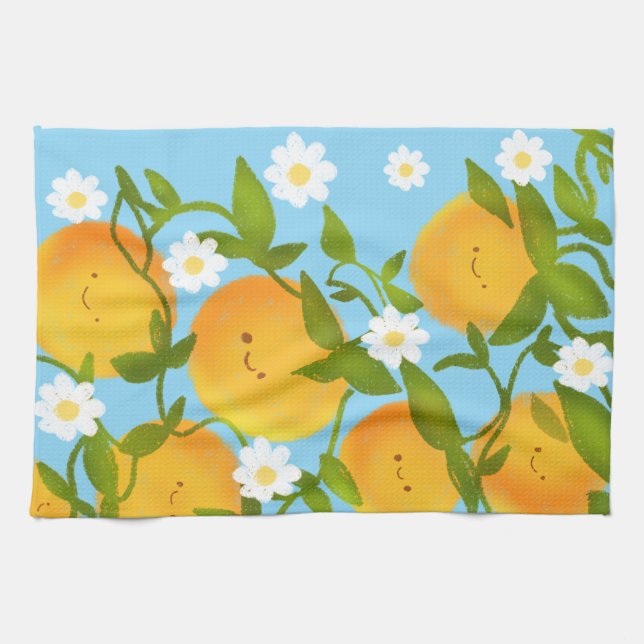 Summer Orange Tree Garden Geschirrtuch (Horizontal)