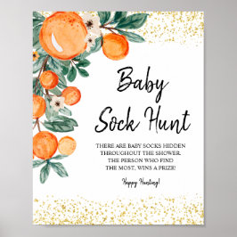 Summer Orange Watercolor Baby Sock Hour Poster