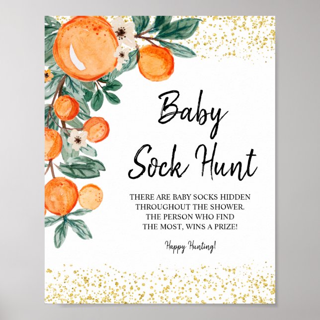 Summer Orange Watercolor Baby Sock Hour Poster (Vorne)