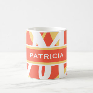 Summer Orange White Monogram Personalisiert  Kaffeetasse