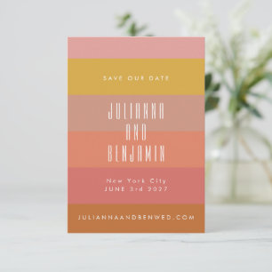 Summer Orange Yellow Stripes Modern geometrisch Save The Date