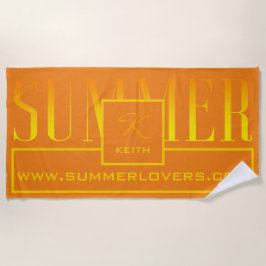 Summer Orange Yellow Website Name Mit Monogramm Strandtuch