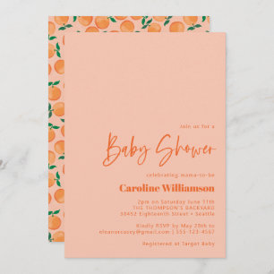 Summer Orangen Frucht Wasserfarbe Rosa Baby Dusche Einladung