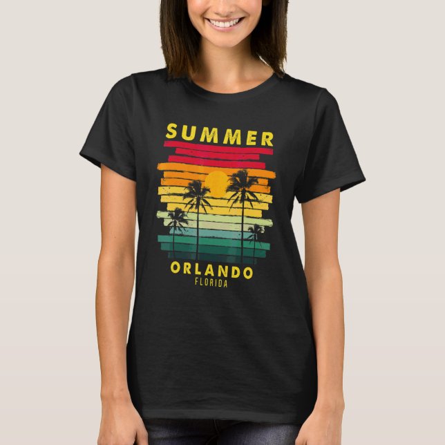 Summer Orlando Florida Beach Sunset Retro T-Shirt (Vorderseite)