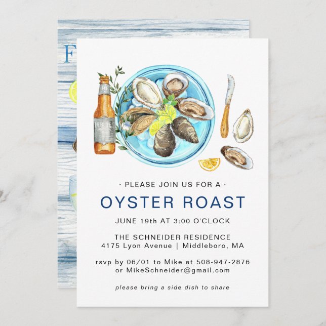 Summer Oyster Roast | Meeresfrüchte-Backkost Einladung (Vorne/Hinten)