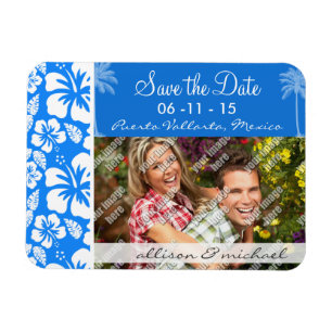 Summer Palm; Azure Blue Tropical Hibiskus Magnet