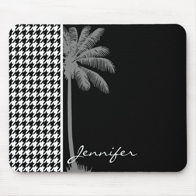 Summer Palm Black Hahnentrittmuster Mousepad (Vorne)