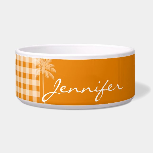 Summer Palm; Dark Orange Gingham Napf (Vorderseite)