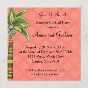 Summer Palm Tree Cocktail Party Einladung Peachy