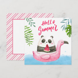 Summer Panda Flamingo Grußkarte