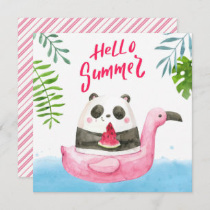 Summer Panda Flamingo Grußkarte