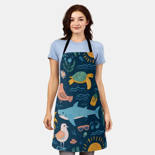 Summer Paradise All-Over Print Apron Gift Schürze (Getragen)
