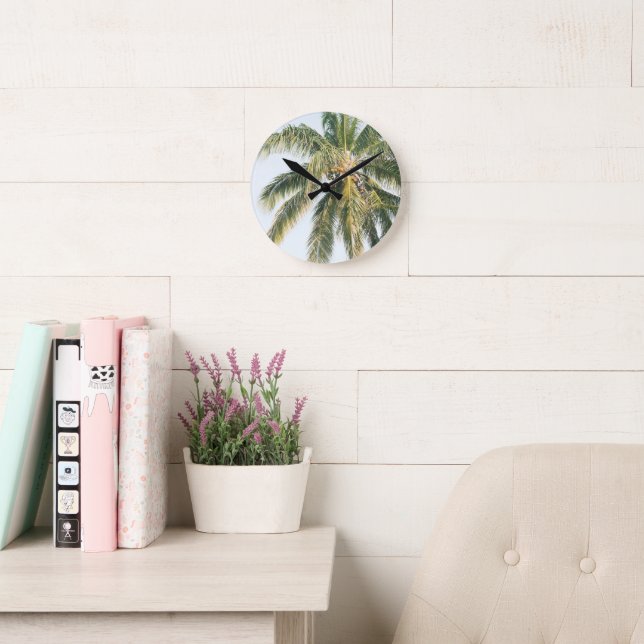 Summer Paradise Palm Tree #1 #tropical #wall #art Runde Wanduhr (Lesesaal)