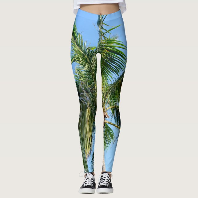 Summer Paradise Palm Tree #2 #tropical #wall #art Leggings (Vorderseite)