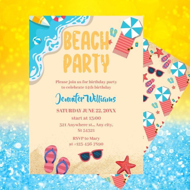 Summer Party | Beach Birthday Party Einladung (Von Creator hochgeladen)