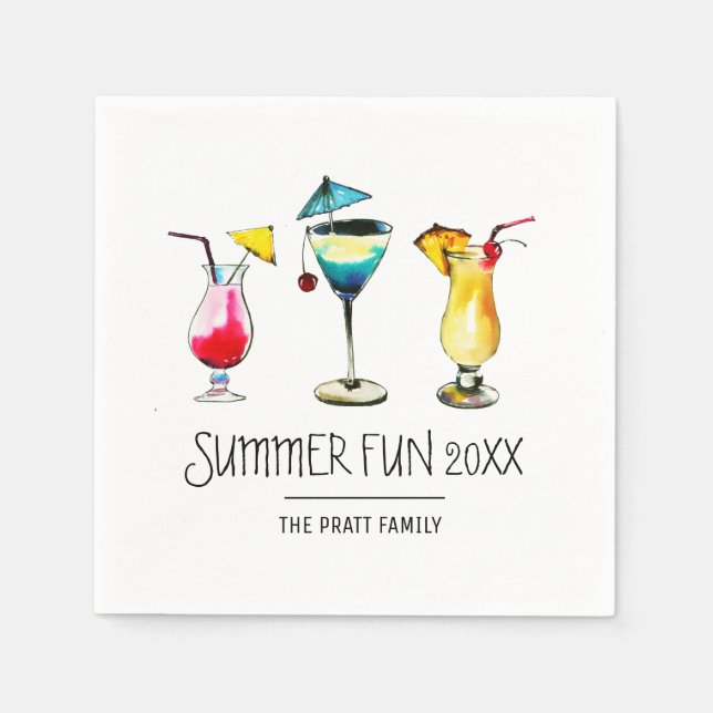 Summer Party Cocktail Drink Serviette (Vorderseite)