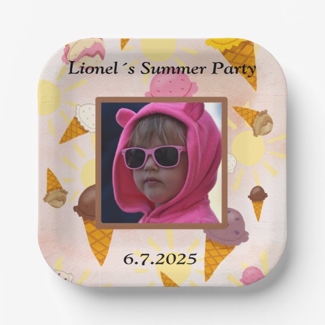 Summer party ice cream pappteller (Vorderseite)