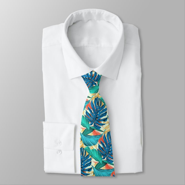 Summer Party Neck Tie mit exotischen tropischen Bl Krawatte (Gebunden)