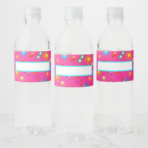 Summer Party Pink Design Wasserflaschen Labels Wasserflaschenetikett