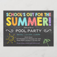 Summer Party Pool Party Schools Out Einladung
