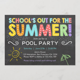 Summer Party Pool Party Schulen Einladung