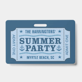 "Summer Party Ticket" benutzerdefinierte Abzeichen Ausweis