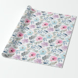 Summer Pastel Blue Watercolor Blume Muster Geschenkpapier<br><div class="desc">Dieses weiche und romantische Verpackungspapier zeichnet sich durch ein zartes Aquarell-Blumendesign in Pastelltönen aus Rosa,  Lavendel und Himmelblau mit grünen Akzenten aus. Ideal für Hochzeiten,  Geburtstage,  Babyduschen oder Frühjahrsgeschenke,  ergänzt es jede Feier um eine feminine Touch.</div>