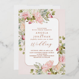Summer Pastel Florals Wedding Folieneinladung