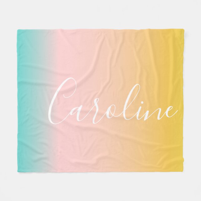 Summer Pastel Gradient | Name des Personalisierten Fleecedecke (Vorderseite (Horizontal))