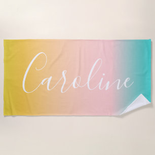 Summer Pastel Gradient Name des Personalisierten Strandtuch