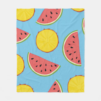 Summer pattern with pineapple and watermelonart,ba fleecedecke