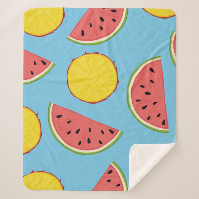 Summer pattern with pineapple and watermelonart,ba sherpadecke (Vorderseite)