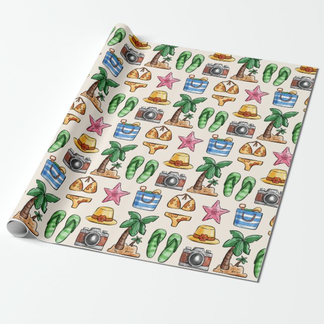 Summer Pattern Wrapping Paper Geschenkpapier (Ungerollt)
