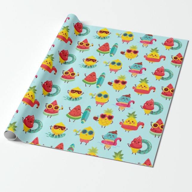 Summer Pattern Wrapping Paper Geschenkpapier (Ungerollt)