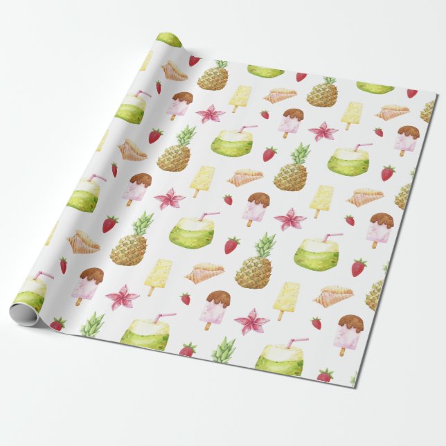 Summer Pattern Wrapping Paper Geschenkpapier (Ungerollt)