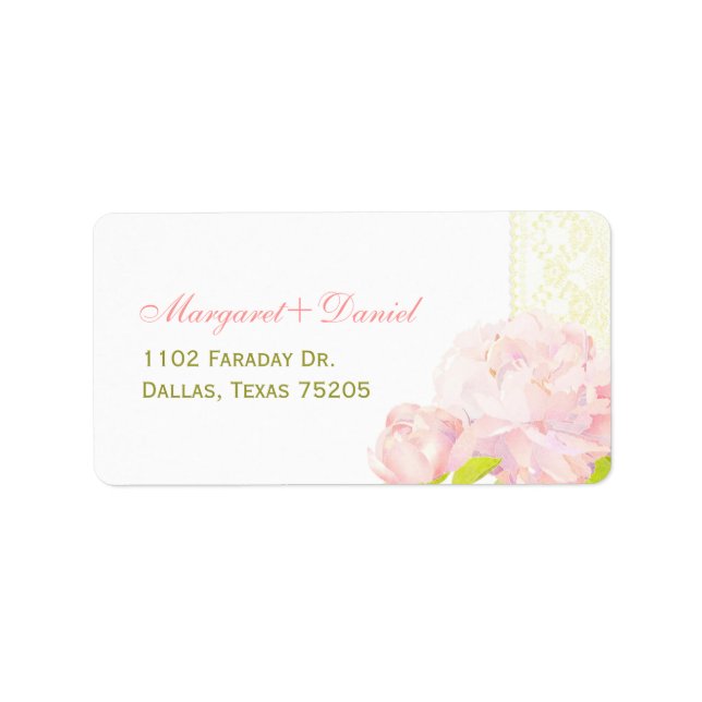 Summer Peony Wedding Address Adressaufkleber (Vorne)