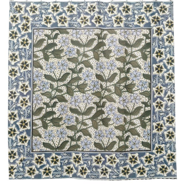 Summer Periwinkle Blume Hübsch Elegantes Flora Duschvorhang (Vorderseite)