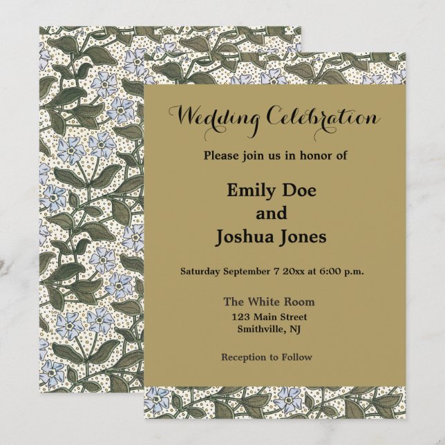 Summer Periwinkle Blume Hübsch Elegantes Flora Einladung (Vorne/Hinten)