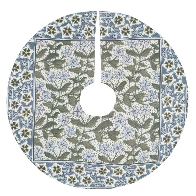 Summer Periwinkle Blume Hübsch Elegantes Flora Polyester Weihnachtsbaumdecke (Vorderseite)