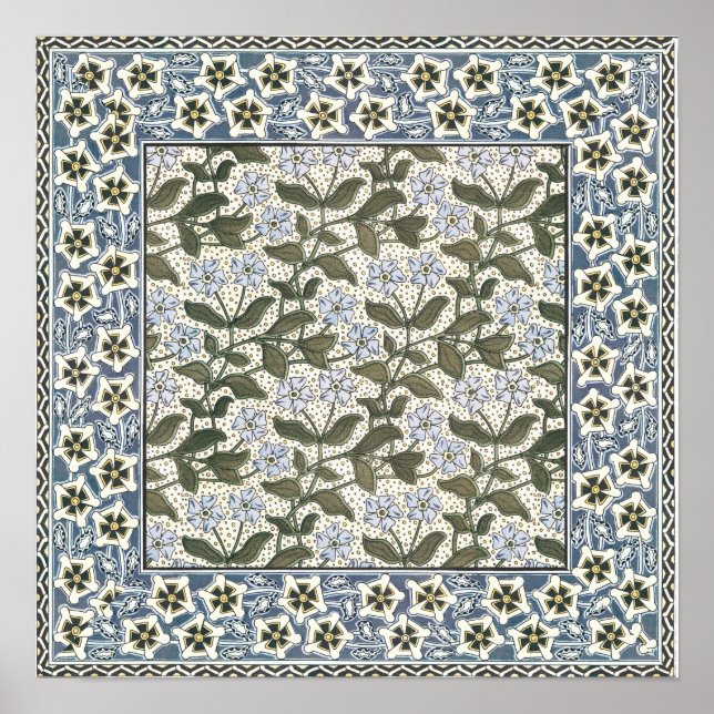 Summer Periwinkle Blume Hübsch Elegantes Flora Poster (Vorne)
