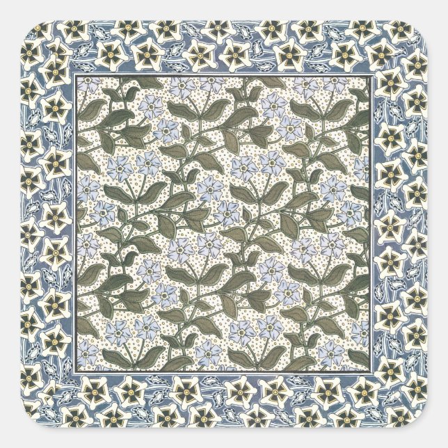 Summer Periwinkle Blume Hübsch Elegantes Flora Quadratischer Aufkleber (Vorderseite)