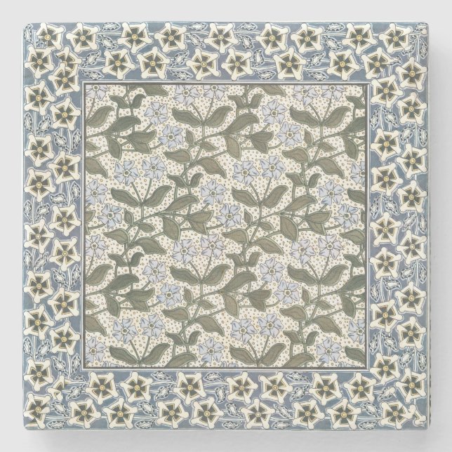 Summer Periwinkle Blume Hübsch Elegantes Flora Steinuntersetzer (Vorderseite)