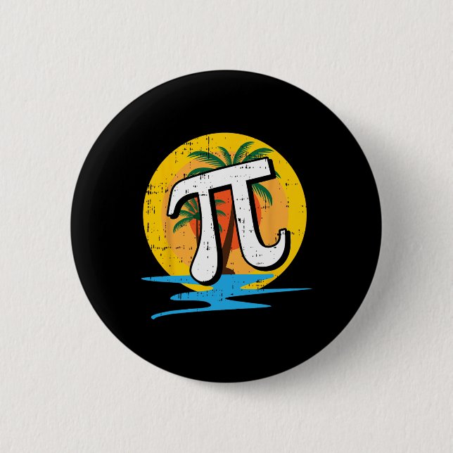 Summer Pi Day Retro Beach Math Symbole Lehrer Stu Button (Vorderseite)