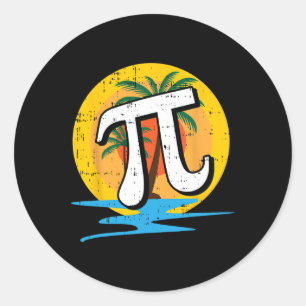 Summer Pi Day Retro Beach Math Symbole Lehrer Stu Runder Aufkleber