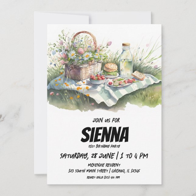 Summer Picnic auf dem Feld Einladung (Vorderseite)