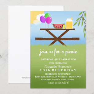 Summer Picnic Birthday Party Einladungen