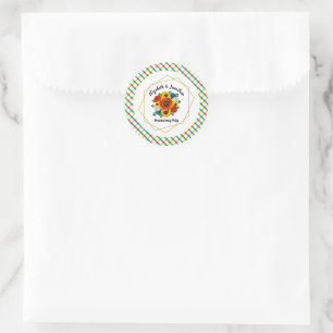 Summer Picnic Party Geometric Floral Runder Aufkleber