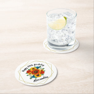 Summer Picnic Party Geometric Floral Runder Pappuntersetzer