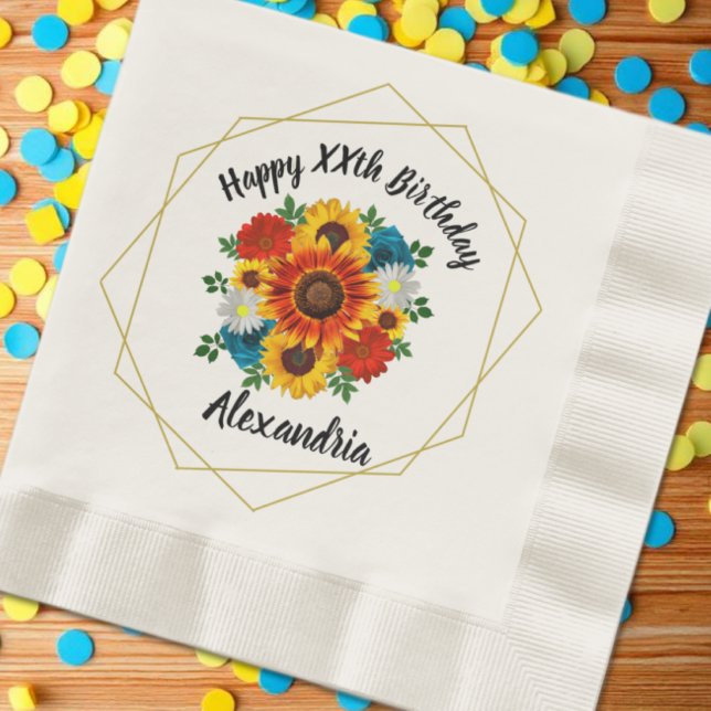 Summer Picnic Party Geometric Floral Serviette (Von Creator hochgeladen)