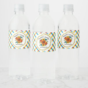 Summer Picnic Party Geometric Floral Wasserflaschenetikett